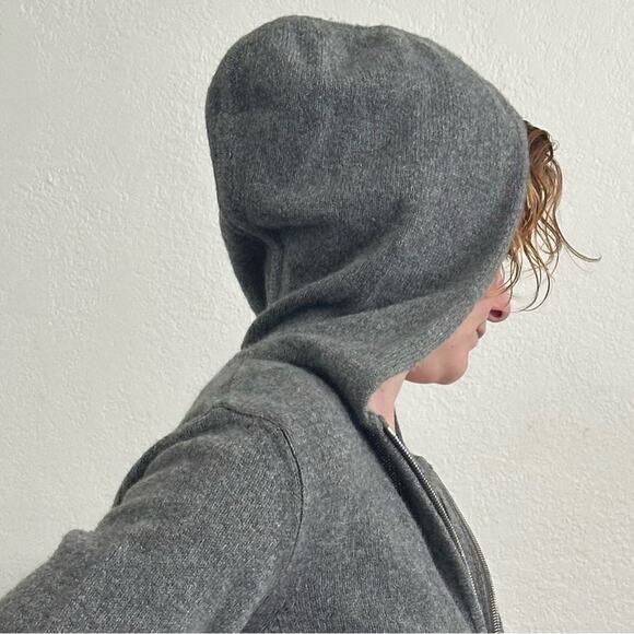 The Row Cashmere Sweater size XS Grey Melange Full Zip Hooded Pockets - Picture 6 of 11